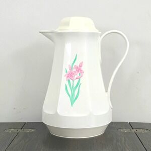 VTG 1982 Brentwood Floral Thermos Carafe‎ Christa #430 White Ivory Germany 32oz